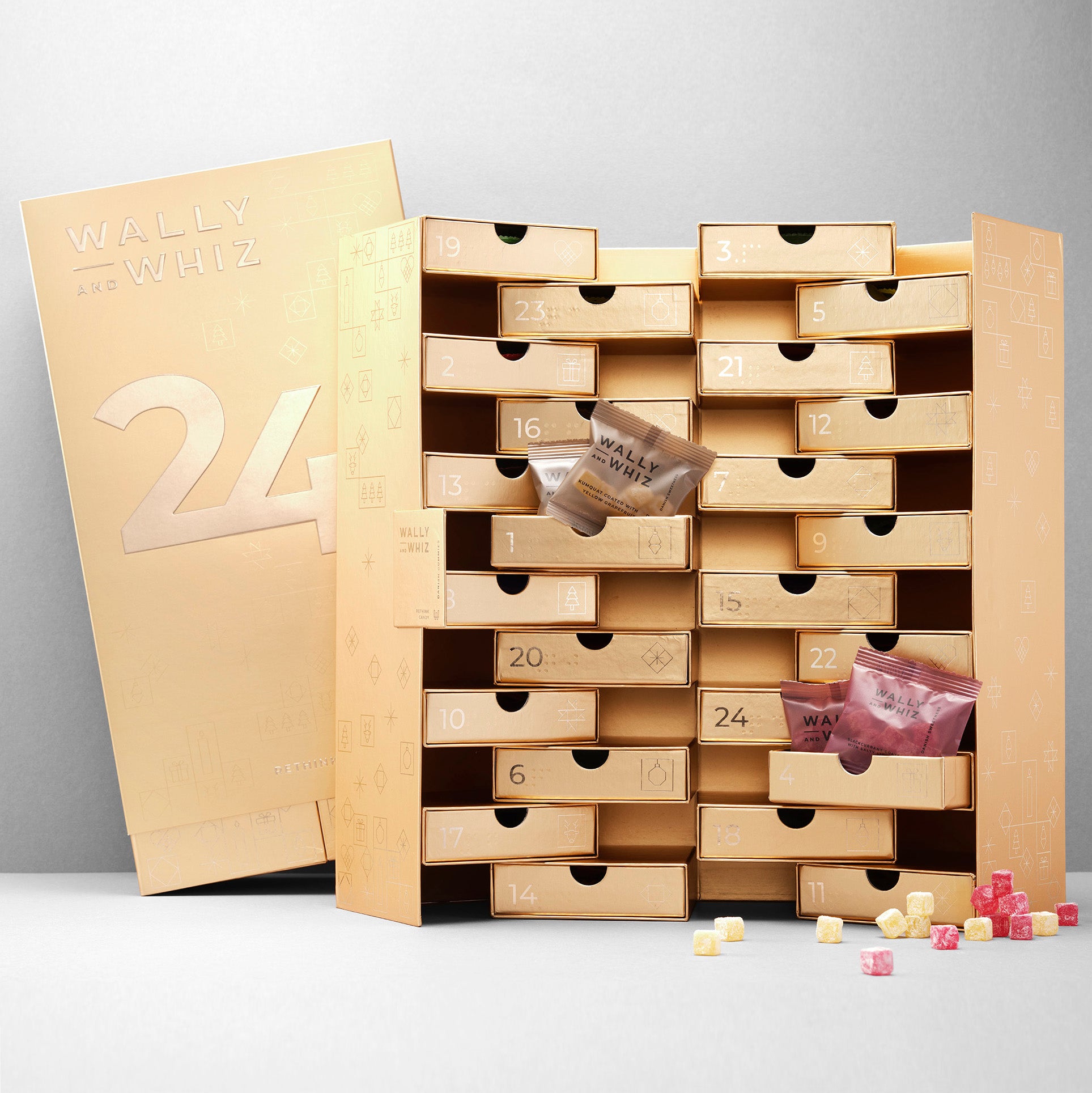 Gold Christmas Advent calendar - 50 bags of delicious winegums, 550g