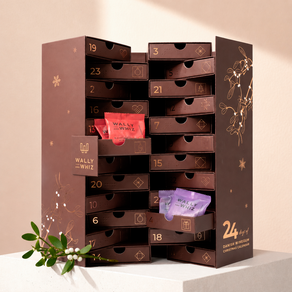 Brown Christmas Advent calendar - 50 bags of delicious winegums, 550g