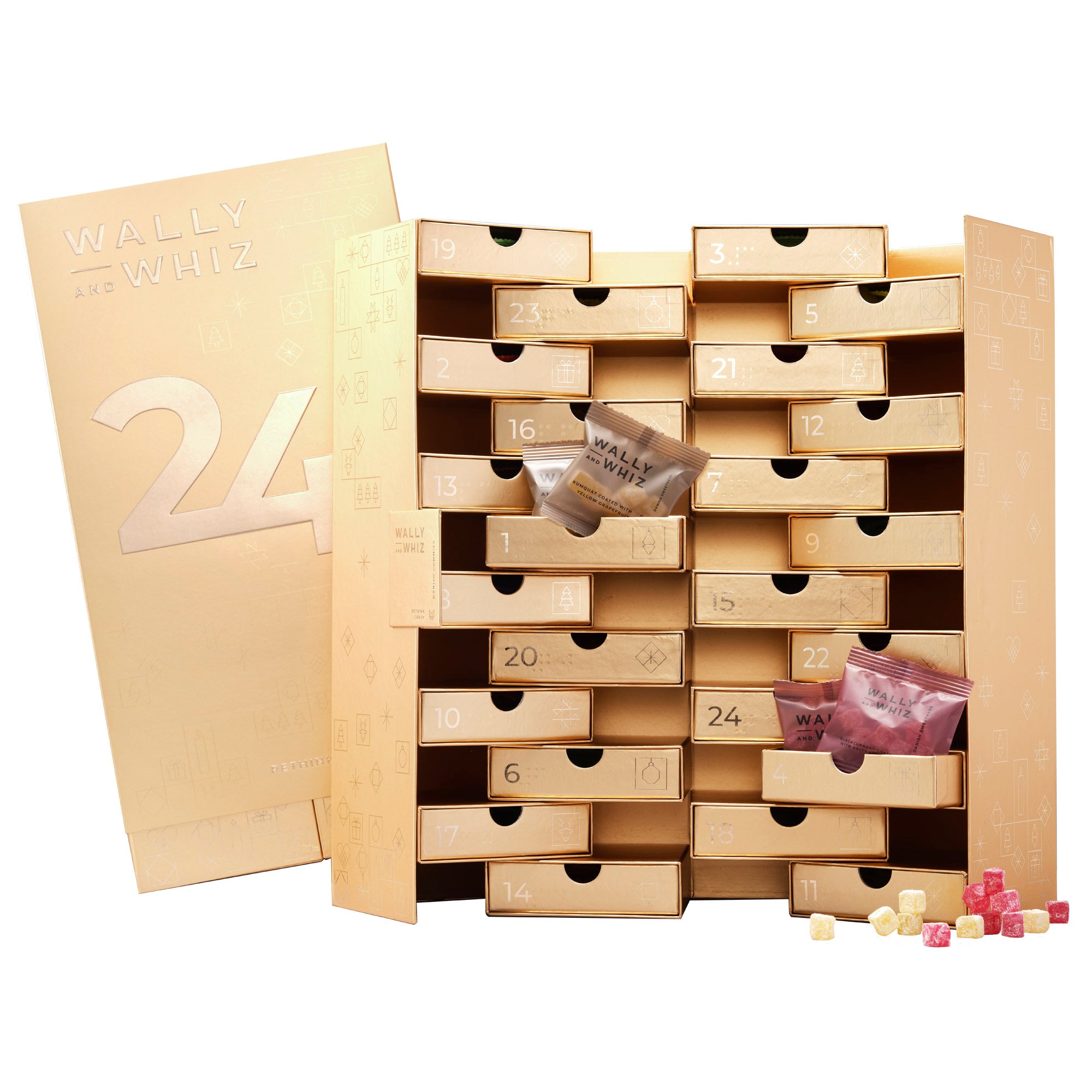 Gold Christmas Advent calendar - 50 bags of delicious winegums, 550g